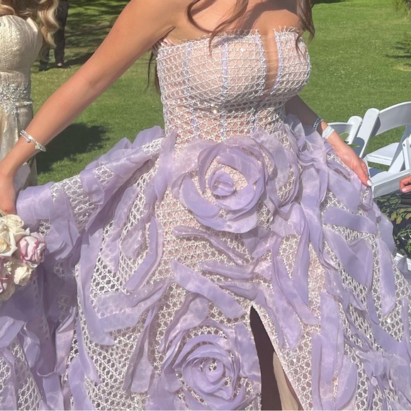 Sophie Couture silver and lavender gown only worn once - Picture 5 of 9